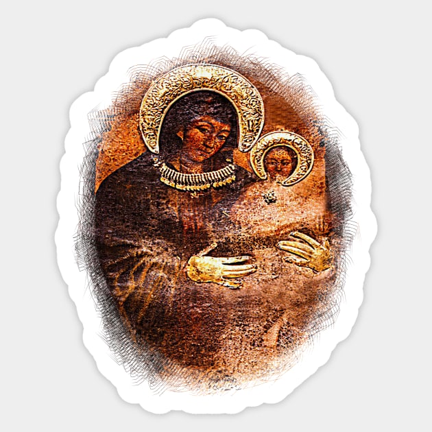 Icon of the Blessed Virgin Mary by Luke the Evangelist at Monastery of Saint Mark Catholic Church Sticker by hispanicworld